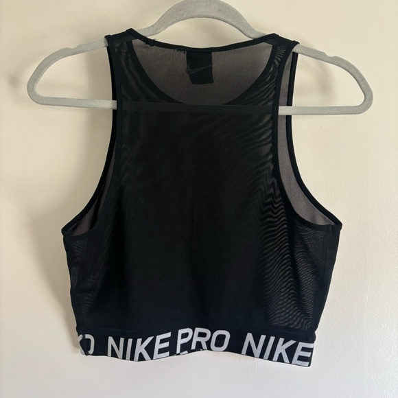 Nike Pro Women's Cropped Sheer Black Mesh Tank Top.  Perfect for Summer.  Medium - Picture 7 of 16